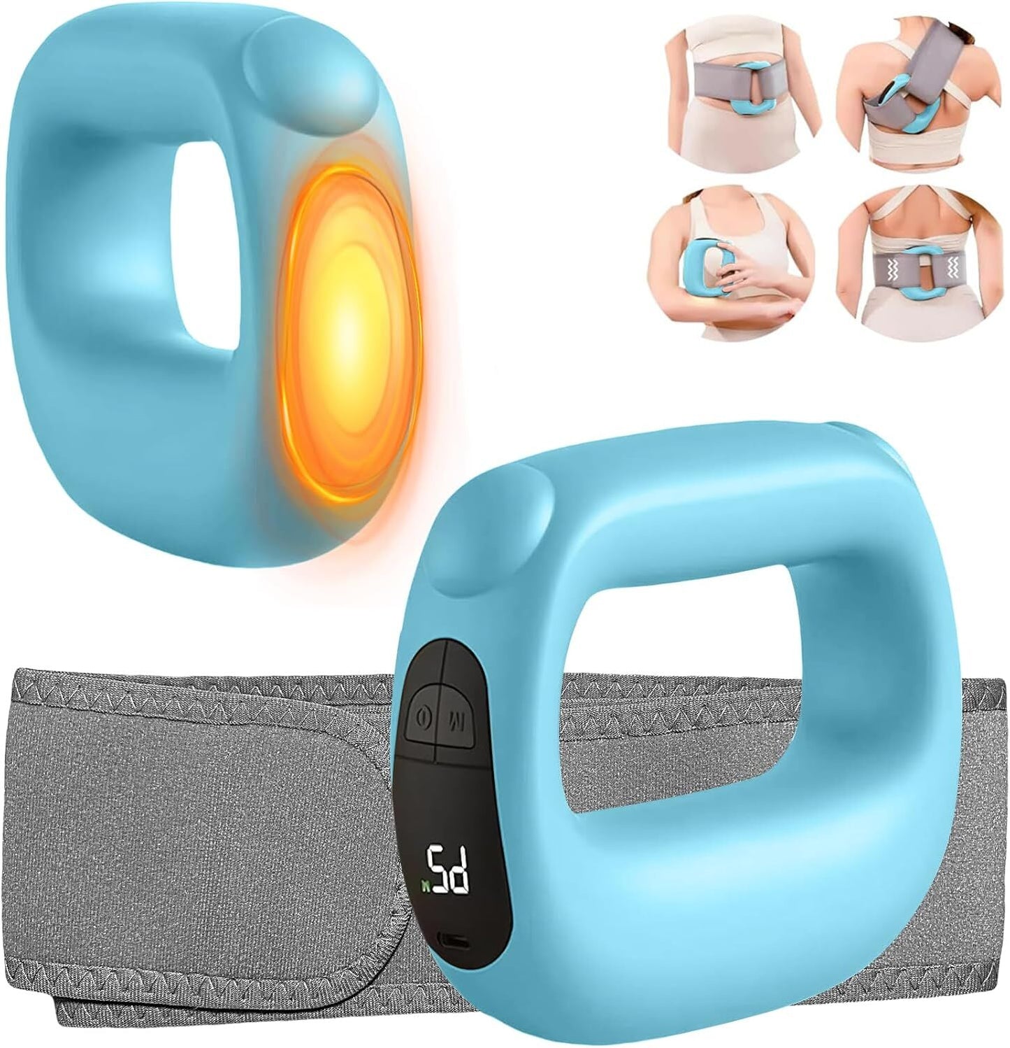 Portable Heated Fascia Ring Massager with 5 - Speed Vibration & USB - C Charging – Deep Tissue Muscle Relief for Neck, Back, and Shoulders (Blue) | Other Colors Available In - Store - Factory Direct Shop