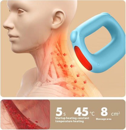 Portable Heated Fascia Ring Massager with 5 - Speed Vibration & USB - C Charging – Deep Tissue Muscle Relief for Neck, Back, and Shoulders (Blue) | Other Colors Available In - Store - Factory Direct Shop