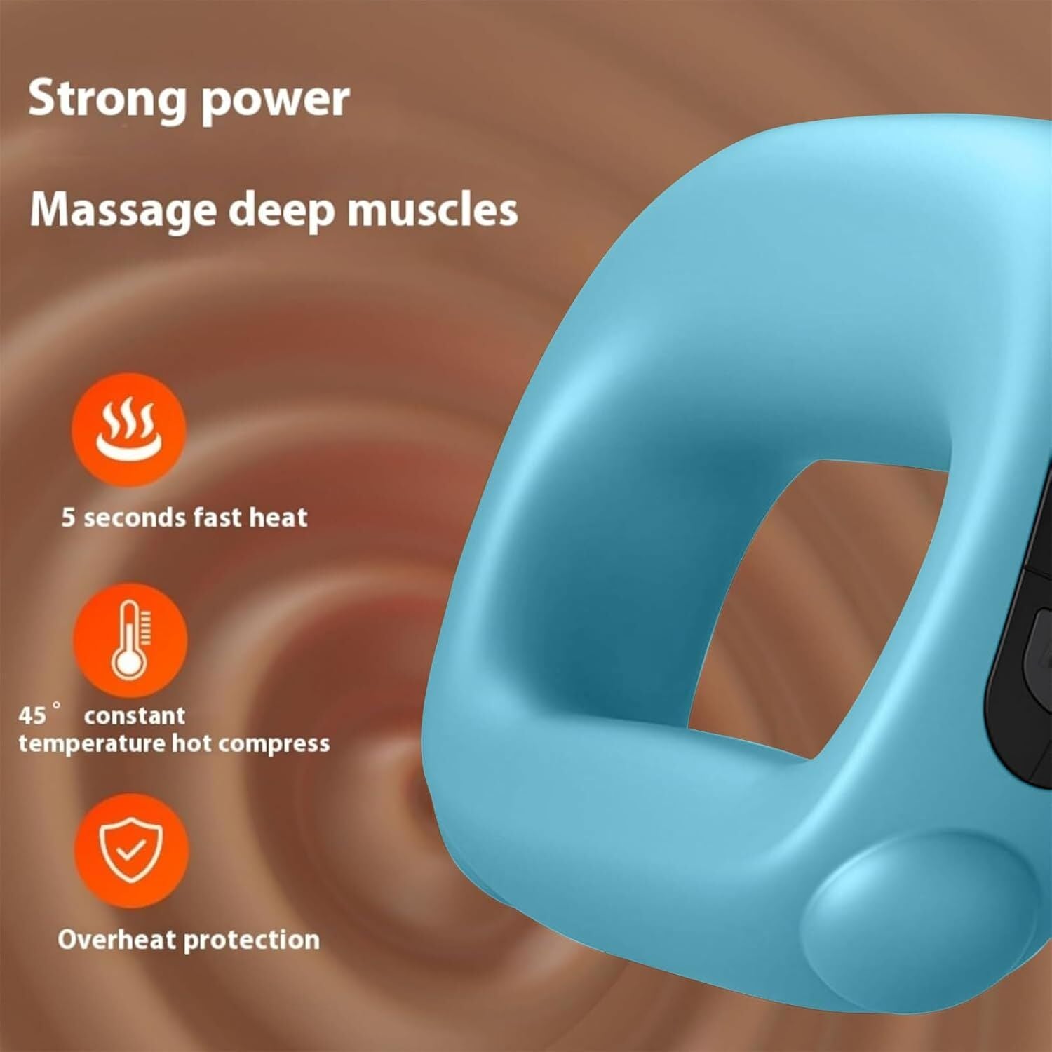 Portable Heated Fascia Ring Massager with 5 - Speed Vibration & USB - C Charging – Deep Tissue Muscle Relief for Neck, Back, and Shoulders (Blue) | Other Colors Available In - Store - Factory Direct Shop