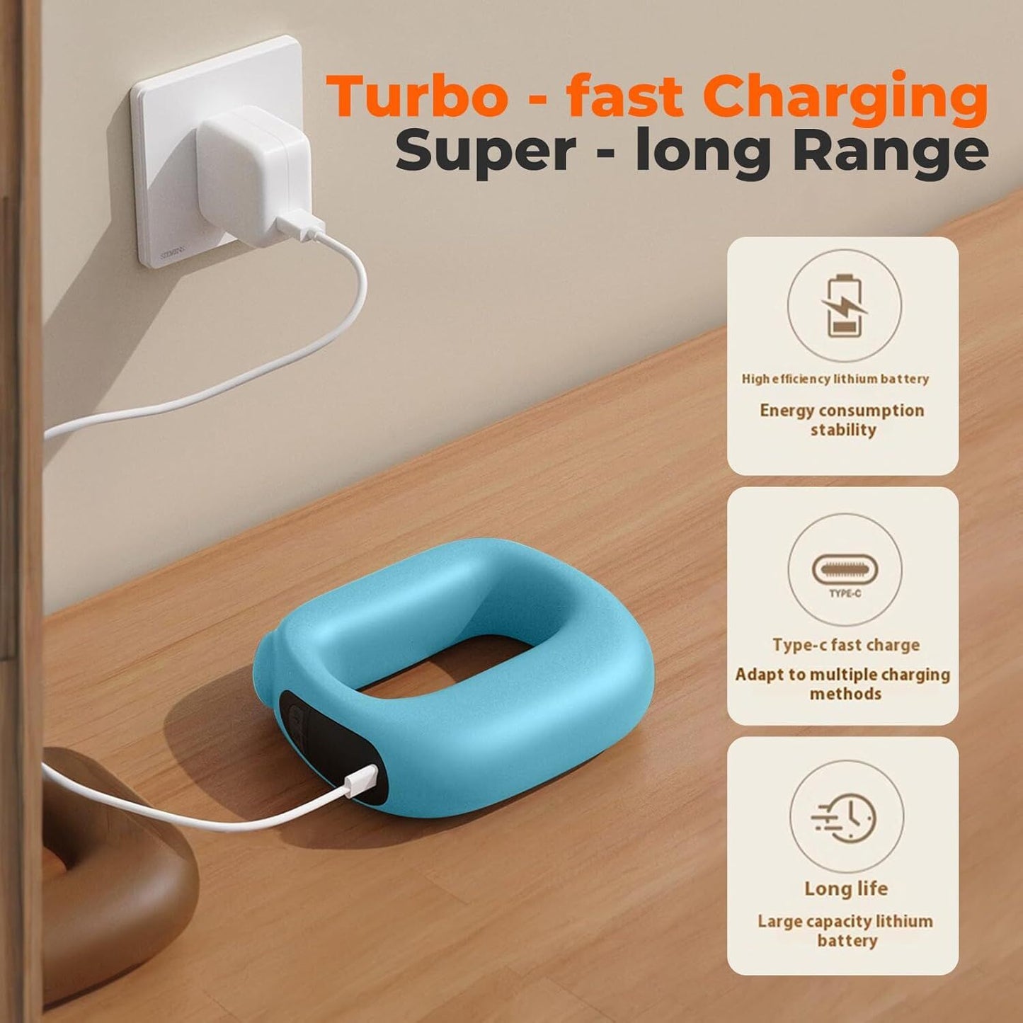 Portable Heated Fascia Ring Massager with 5 - Speed Vibration & USB - C Charging – Deep Tissue Muscle Relief for Neck, Back, and Shoulders (Blue) | Other Colors Available In - Store - Factory Direct Shop