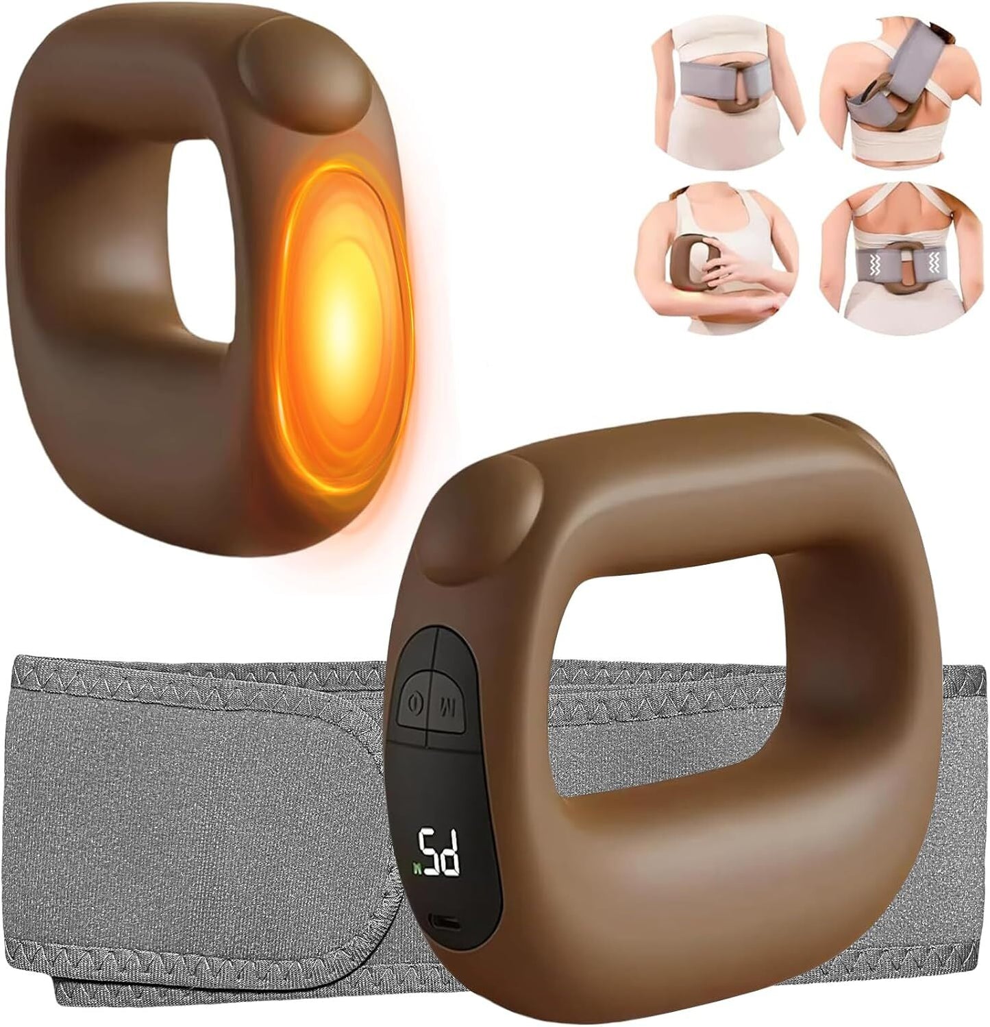 Portable Heated Fascia Ring Massager with 5 - Speed Vibration & USB - C Charging – Deep Tissue Muscle Relief for Neck, Back, and Shoulders (Pink) | Other Colors Available In - Store - Factory Direct Shop