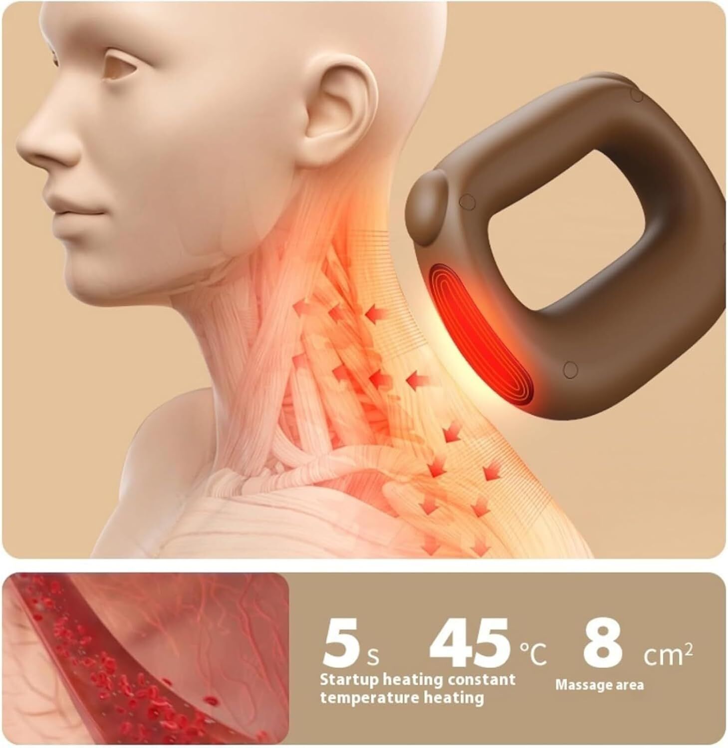 Portable Heated Fascia Ring Massager with 5 - Speed Vibration & USB - C Charging – Deep Tissue Muscle Relief for Neck, Back, and Shoulders (Pink) | Other Colors Available In - Store - Factory Direct Shop