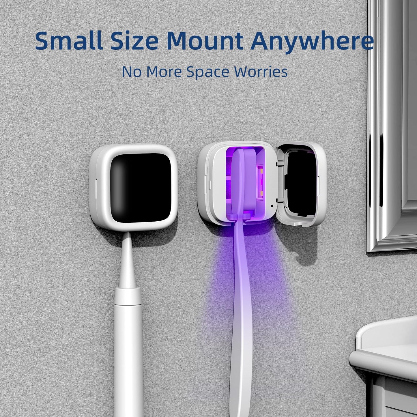 Portable UV - C Toothbrush Sterilizer with Auto - Disinfection & Heating – Magnetic Wall Mountable Brush Cover for Home and Travel (White) | Other Colors Available In - Store - Factory Direct Shop