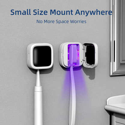 Portable UV - C Toothbrush Sterilizer with Auto - Disinfection & Heating – Magnetic Wall Mountable Brush Cover for Home and Travel (White) | Other Colors Available In - Store - Factory Direct Shop
