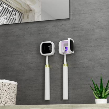 Portable UV - C Toothbrush Sterilizer with Auto - Disinfection & Heating – Magnetic Wall Mountable Brush Cover for Home and Travel (White) | Other Colors Available In - Store - Factory Direct Shop