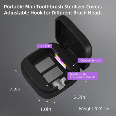 Portable UV - C Toothbrush Sterilizer with Auto - Disinfection & Heating – Magnetic Wall Mountable Brush Cover for Home and Travel (Black) | Other Colors Available In - Store - Factory Direct Shop
