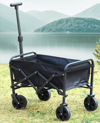 Foldable Camping Wagon: Retractable Handle, Lightweight Design for Outdoor Trips, Beach & Picnics