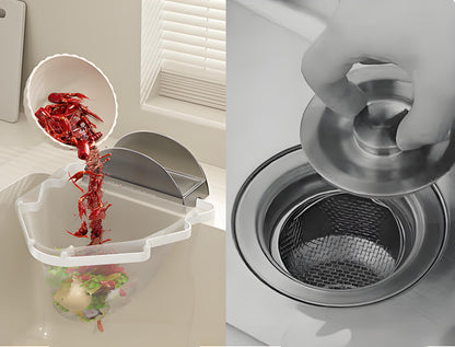 Kitchen Sink Filter Rack with 100 12cm*15cm Mesh Bags, Foldable Food Waste Strainer, Multi-functional Drain Basket（green）