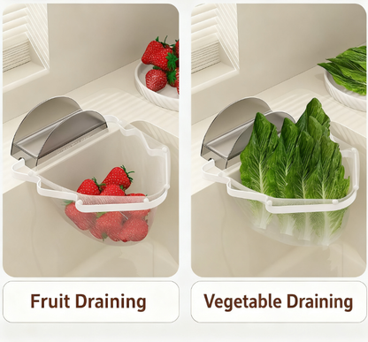 Kitchen Sink Filter Rack with 100 12cm*15cm Mesh Bags, Foldable Food Waste Strainer, Multi-functional Drain Basket（white）