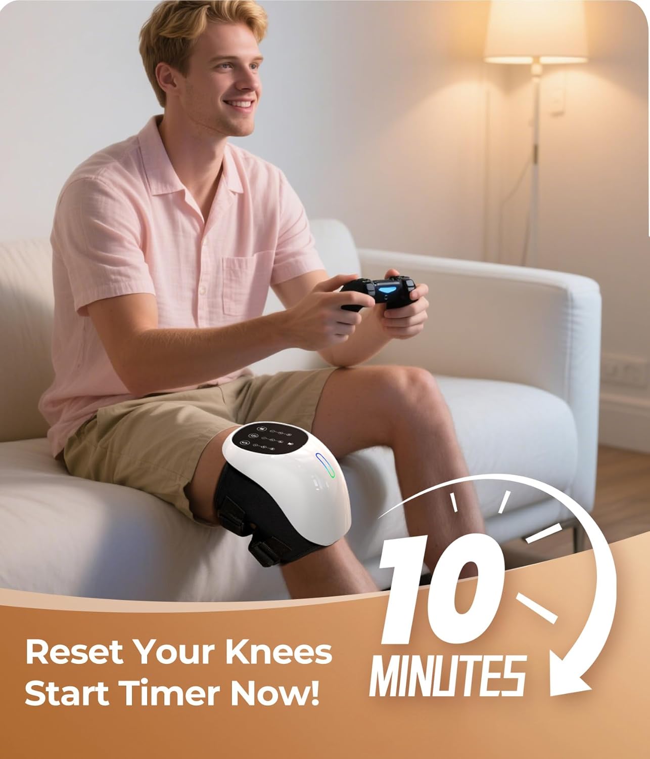 Cordless 360° Knee Massager: 3 Intensity Levels, Comfortable Wrap Design for Athletes, Seniors & Active Adults