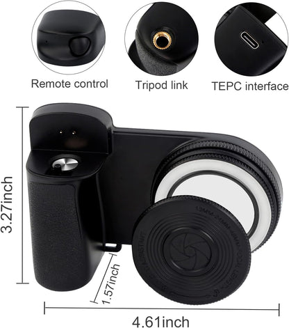 Magnetic Phone Camera Grip with Fill Light & Remote: Stable Shooting Holder for iPhone/Android – Ideal for Vlog, Selfie & Photography