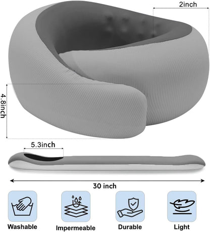 Travel Pillows for Airplanes,Memory Foam Neck Pillow for Traveling,Smooth & Cooling Fabric Plane Pillow for Long Flight,Ideal for Travels,Airplanes,Offices,Cars (Gray, Standard-Broad Fit)