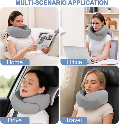 Travel Pillows for Airplanes,Memory Foam Neck Pillow for Traveling,Smooth & Cooling Fabric Plane Pillow for Long Flight,Ideal for Travels,Airplanes,Offices,Cars (Gray, Standard-Broad Fit)