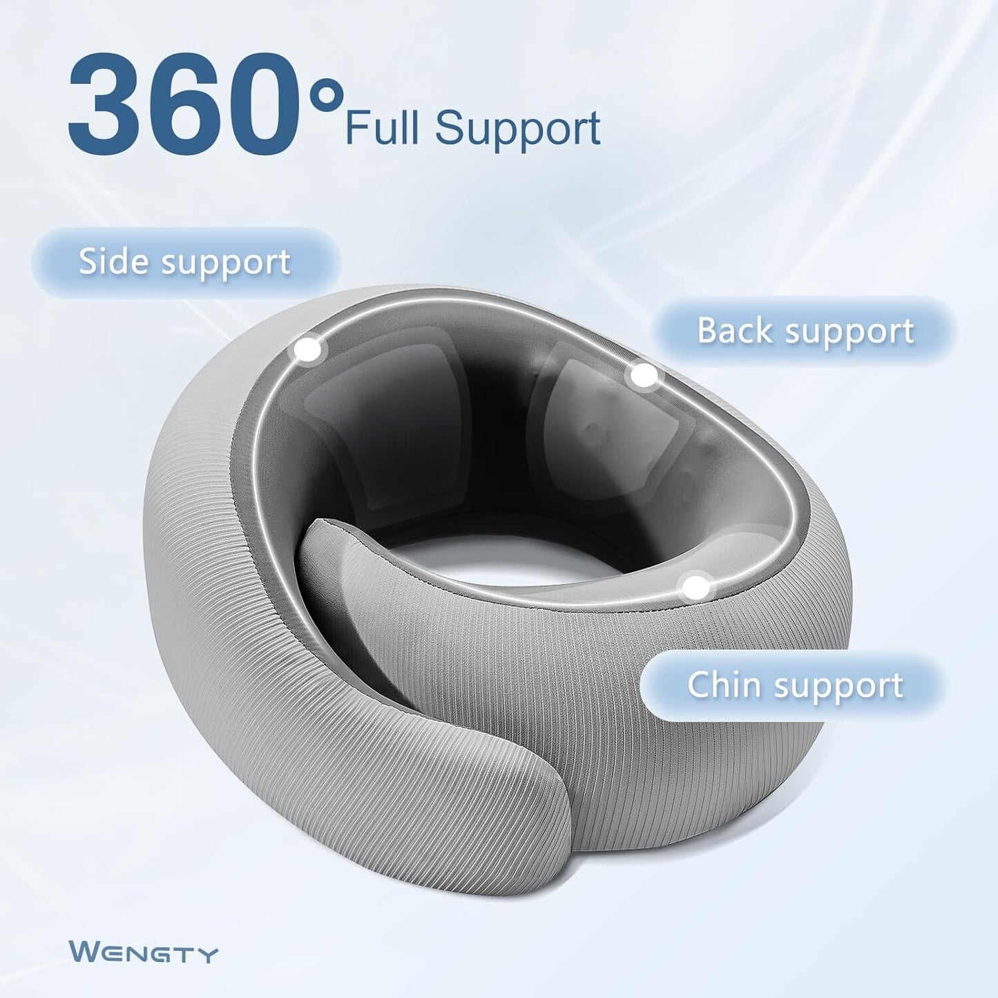 Travel Pillows for Airplanes,Memory Foam Neck Pillow for Traveling,Smooth & Cooling Fabric Plane Pillow for Long Flight,Ideal for Travels,Airplanes,Offices,Cars (Gray, Standard-Broad Fit)