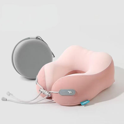 Cooling Memory Foam Neck Pillow for Travel-U-Shaped Ergonomic Travel Pillow for Adults,Flight Neck Pillow with Portable Case,Breathable Ice Silk Cover,Slow Rebound Support for Airplane,Car