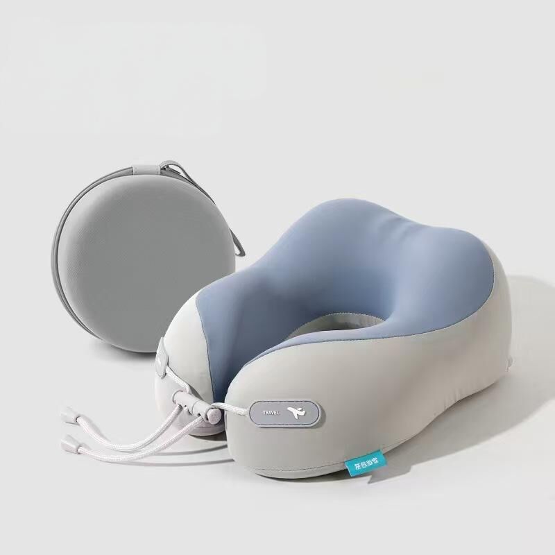 Cooling Memory Foam Neck Pillow for Travel-U-Shaped Ergonomic Travel Pillow for Adults,Flight Neck Pillow with Portable Case,Breathable Ice Silk Cover,Slow Rebound Support for Airplane,Car