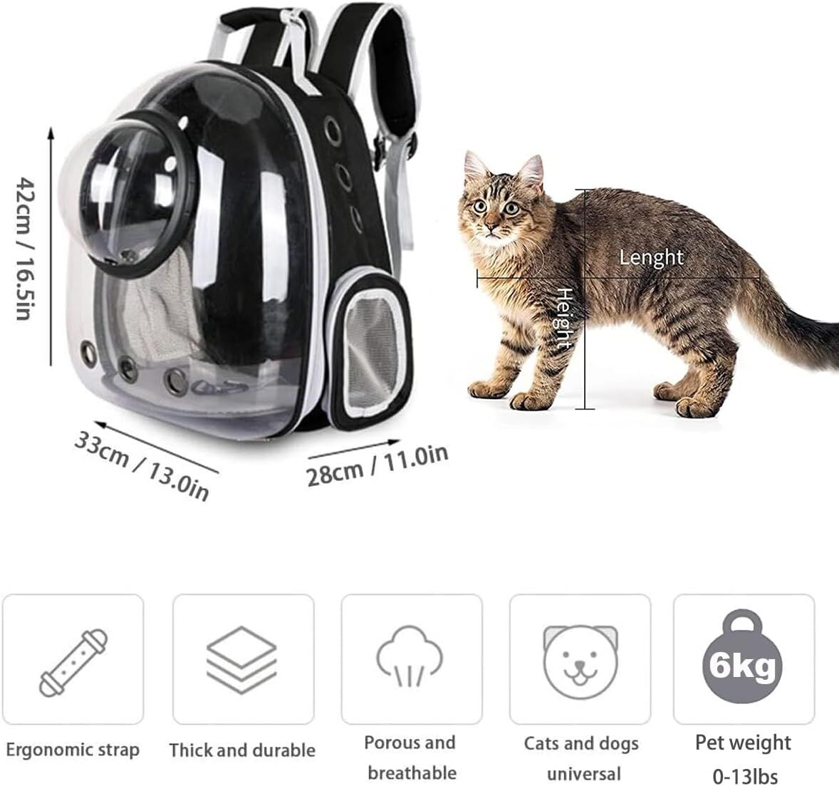 pet products Pet Space Capsule Backpack, Small Medium Cat Puppy Dog Carrier, Transparent Breathable Heat Proof, Pet Carrier for Travel Hiking Walking Camping, Grey - Factory Direct Shop