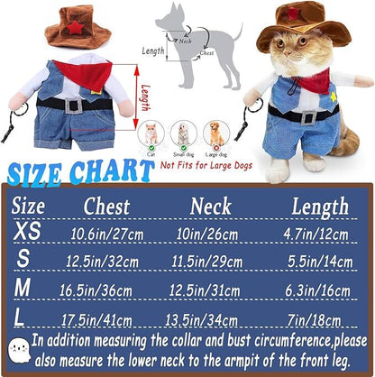 pet products Small Dog Cowboy Costume with Hat 2pcs Funny Halloween Chucky Costumes Cool West Cowboy Uniform Puppy Denim Overalls Western Cosplay Sheriff Outfits Cat Apparel - Factory Direct Shop