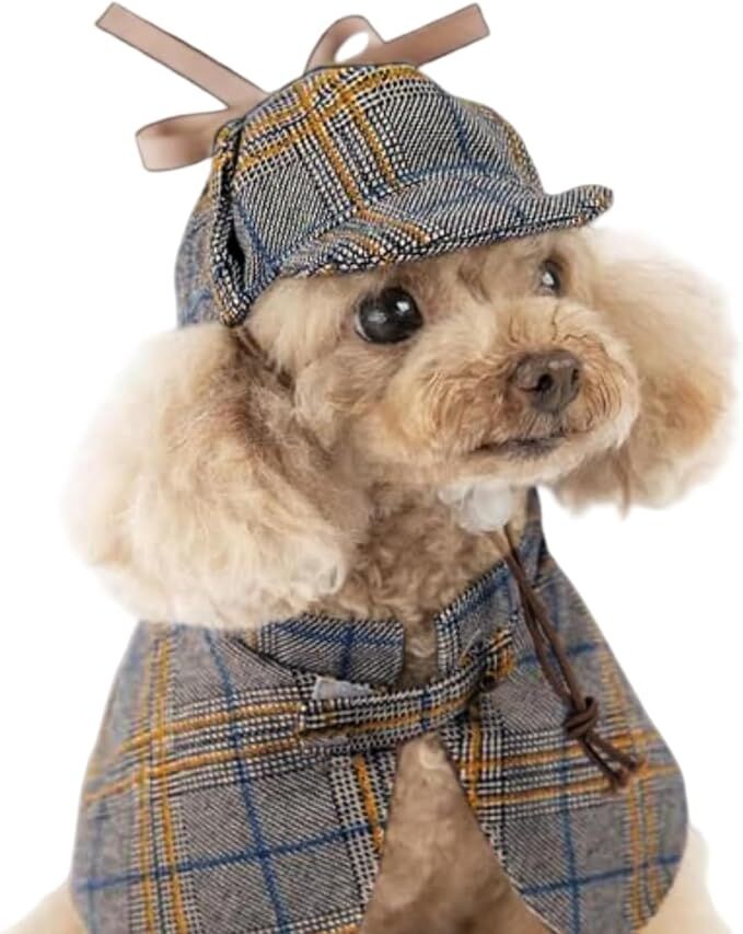 pet products Dog Costume - Cute Detective Pet Clothes Set Halloween Cosplay Party Outfit Winter Fashion Cape Cloak Hat for Small Medium Dog & Cat Kitten - Factory Direct Shop