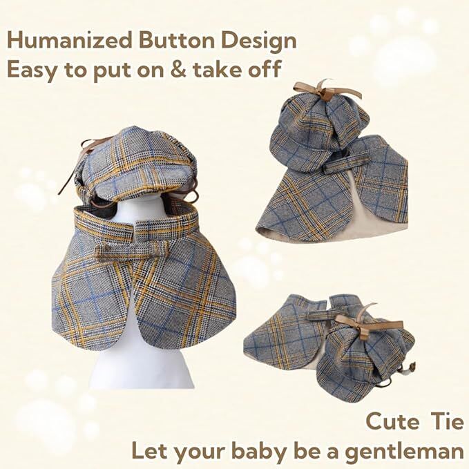 pet products Dog Costume - Cute Detective Pet Clothes Set Halloween Cosplay Party Outfit Winter Fashion Cape Cloak Hat for Small Medium Dog & Cat Kitten - Factory Direct Shop