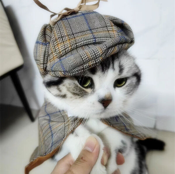pet products Dog Costume - Cute Detective Pet Clothes Set Halloween Cosplay Party Outfit Winter Fashion Cape Cloak Hat for Small Medium Dog & Cat Kitten - Factory Direct Shop