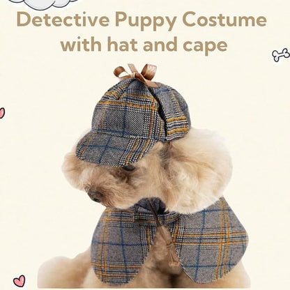 pet products Dog Costume - Cute Detective Pet Clothes Set Halloween Cosplay Party Outfit Winter Fashion Cape Cloak Hat for Small Medium Dog & Cat Kitten - Factory Direct Shop