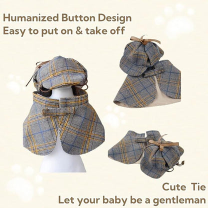 pet products Dog Costume - Cute Detective Pet Clothes Set Halloween Cosplay Party Outfit Winter Fashion Cape Cloak Hat for Small Medium Dog & Cat Kitten - Factory Direct Shop
