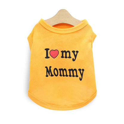 Pet products 4-Piece Pet Vest Set for Summer - Includes 4 Versatile Vests with I ❤️ my Mommy Message, Lightweight Breathable Fabric Perfect for Dogs and Cats in Warm Weather（L）