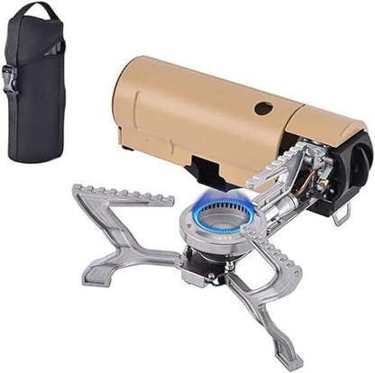 2500W Portable Camping Stove Foldable Butane Stove Indoor/Outdoor Cooking Suitable for Picnic, Backpacking Hiking, Adventure, Home, Travel, Outdoor Patio, RV Trip (Khaki)