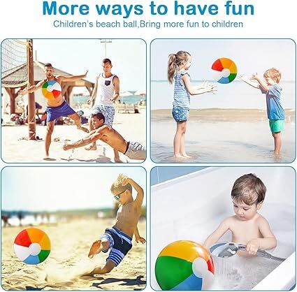 12'' Beach Ball for Kids: 14 Pack Beach Balls Bulk Inflatable Pool - Beach Balls Bulk Hawaiian Tropical Theme Christmas Party Decorations Favors Supplies - Factory Direct Shop