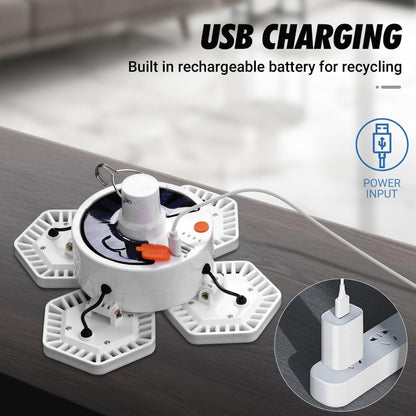 Solar Camping Lantern with Remote Control: 169 LED Folding USB Rechargeable Light for Camping, Emergencies & Outdoors