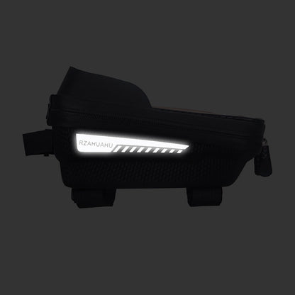 Black Waterproof Bike Frame Bag with Touchscreen & Reflective Details: 6.5" Phone Compatibility, Aussie Cyclist Essential