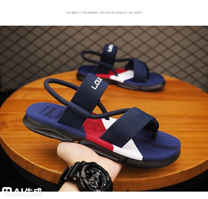 Men's 3 - Color Convertible Sandals & Slippers, Outdoor Non - Slip EVA Thick - Sole Beach Shoes for Dual Wear(dark blue) - Factory Direct Shop