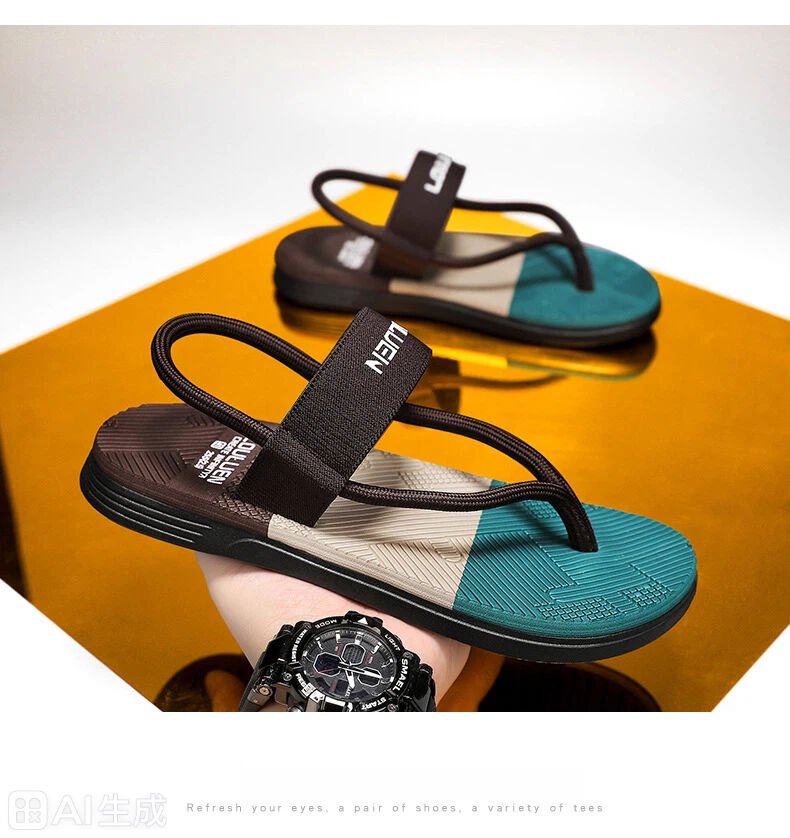 Men's Outdoor Non - Slip Sandals, 4 - Color EVA Lightweight Thick - Sole Beach Slippers for Casual & Sports(brown) - Factory Direct Shop