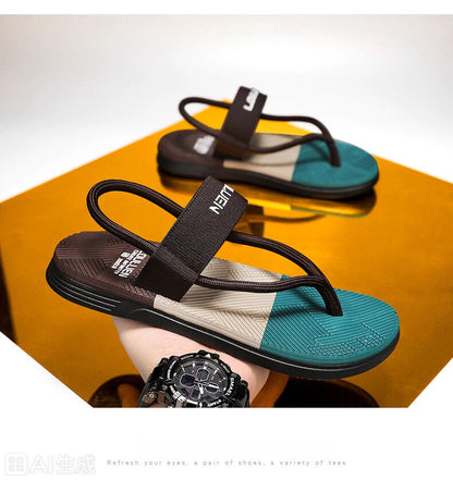 Men's Outdoor Non-Slip Sandals, 4-Color EVA Lightweight Thick-Sole Beach Slippers for Casual & Sports(brown)