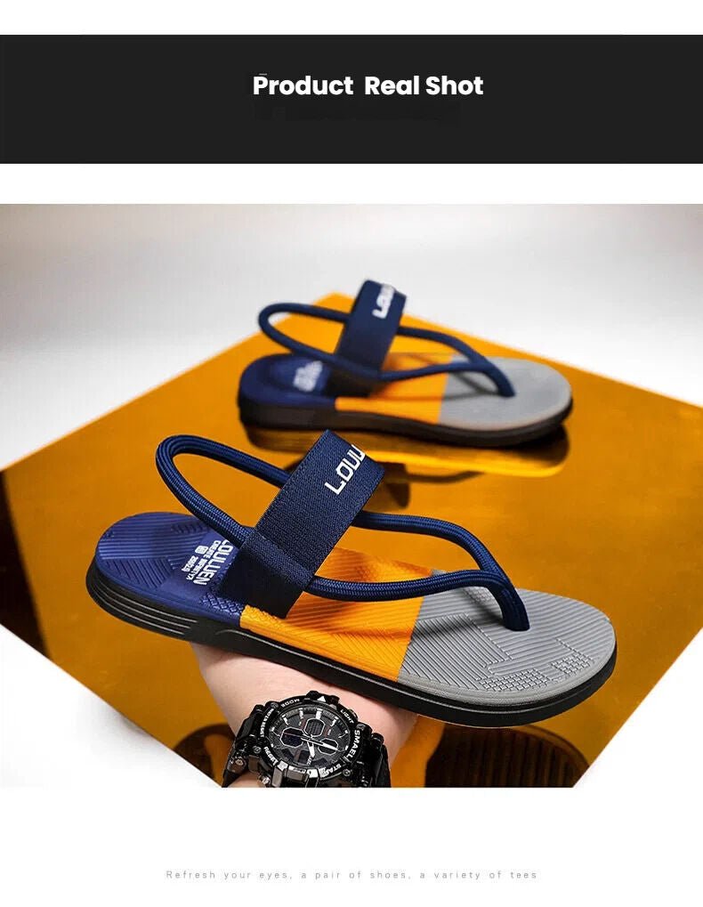 Men's Outdoor Non - Slip Sandals, 4 - Color EVA Lightweight Thick - Sole Beach Slippers for Casual & Sports(dark blue) - Factory Direct Shop