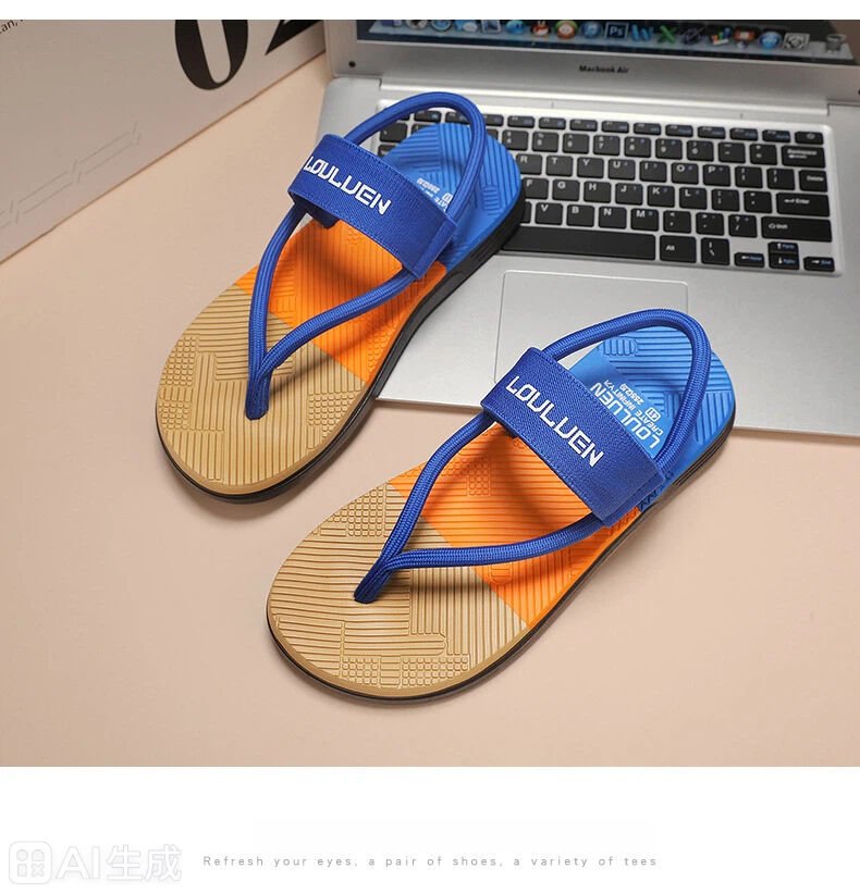 Men's Outdoor Non - Slip Sandals, 4 - Color EVA Lightweight Thick - Sole Beach Slippers for Casual & Sports(royal blue) - Factory Direct Shop
