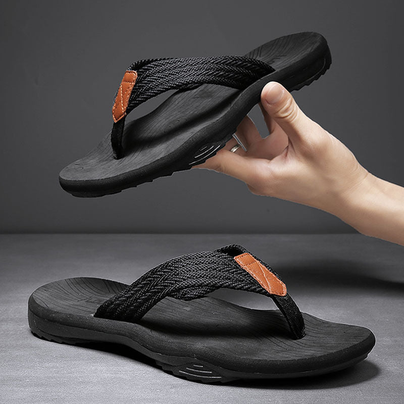 Men's Outdoor Non - Slip Flip Flops, 6 Colors EVA Lightweight Thick - Sole Beach Sandals for Casual & Sports(black) - Factory Direct Shop