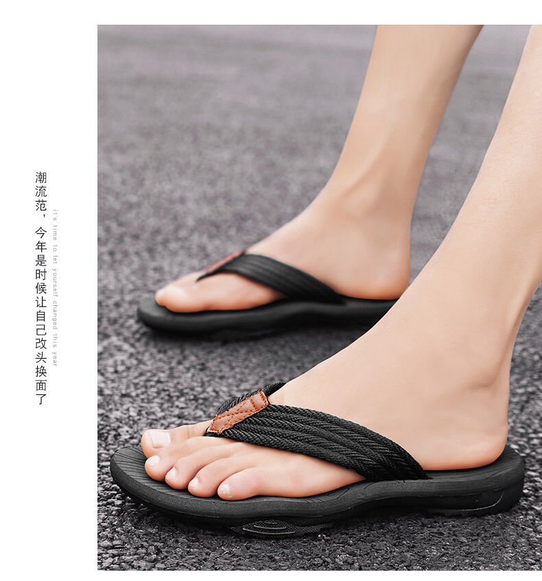 Men's Outdoor Non - Slip Flip Flops, 6 Colors EVA Lightweight Thick - Sole Beach Sandals for Casual & Sports(black) - Factory Direct Shop