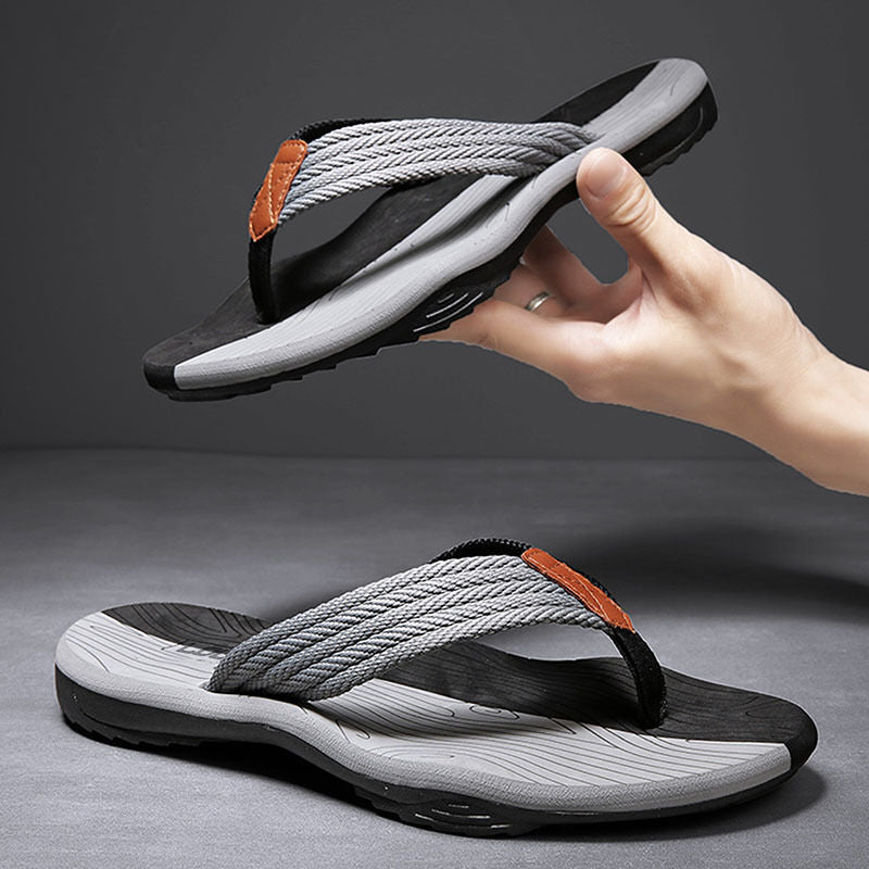 Men's Outdoor Non - Slip Flip Flops, 6 Colors EVA Lightweight Thick - Sole Beach Sandals for Casual & Sports(black and gray) - Factory Direct Shop