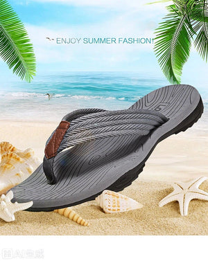 Men's Outdoor Non - Slip Flip Flops, 6 Colors EVA Lightweight Thick - Sole Beach Sandals for Casual & Sports(black and gray) - Factory Direct Shop