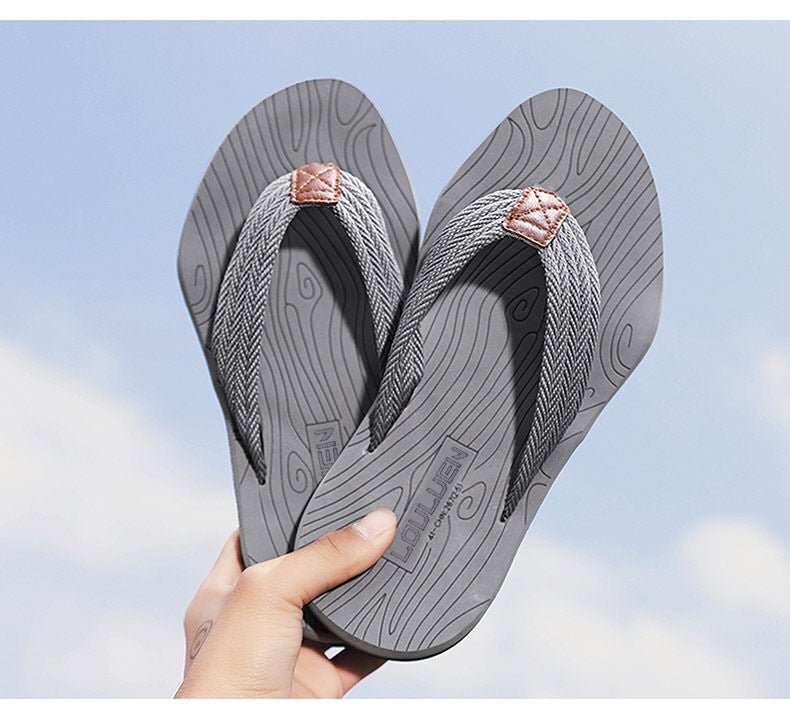 Men's Outdoor Non - Slip Flip Flops, 6 Colors EVA Lightweight Thick - Sole Beach Sandals for Casual & Sports(gray) - Factory Direct Shop