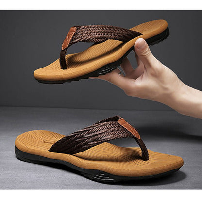 Men's Outdoor Non - Slip Flip Flops, 6 Colors EVA Lightweight Thick - Sole Beach Sandals for Casual & Sports(khaki) - Factory Direct Shop
