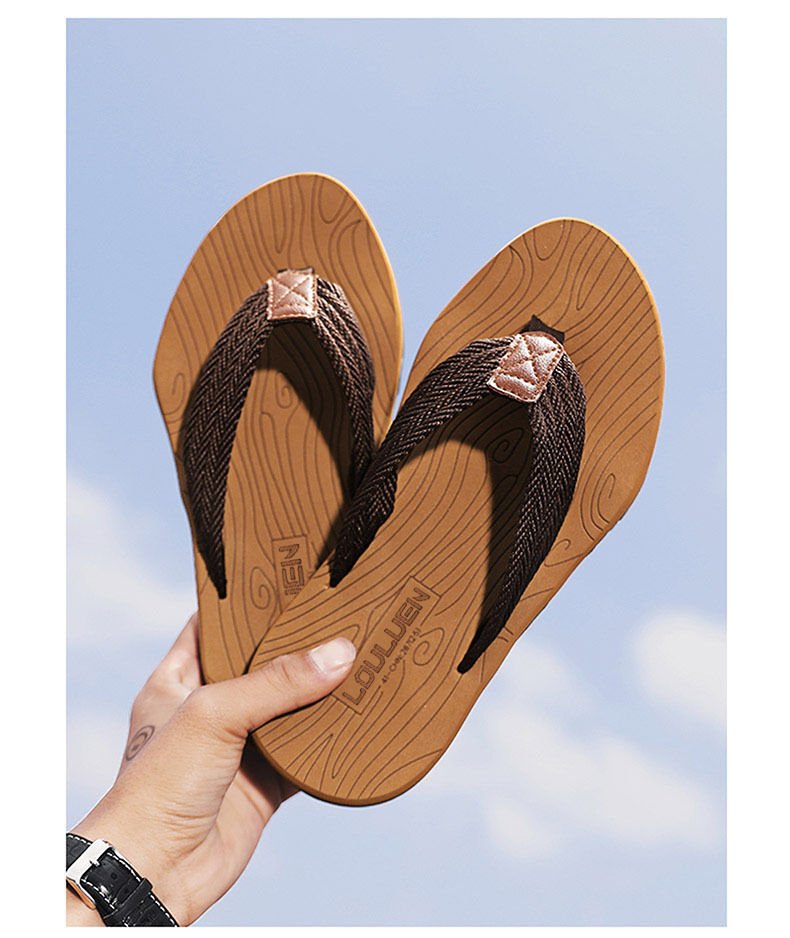 Men's Outdoor Non - Slip Flip Flops, 6 Colors EVA Lightweight Thick - Sole Beach Sandals for Casual & Sports(khaki) - Factory Direct Shop