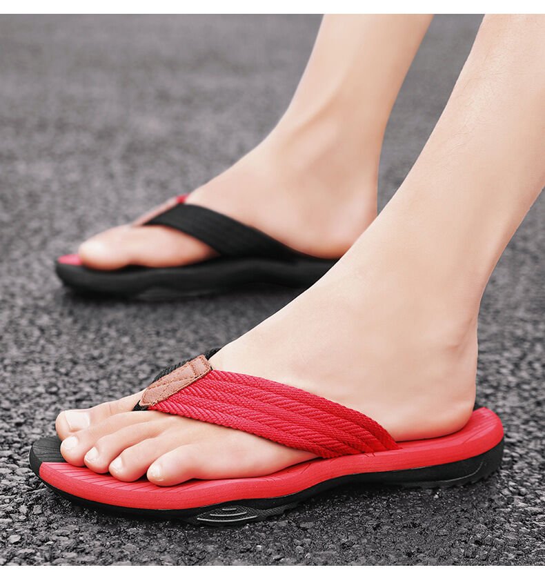 Men's Outdoor Non - Slip Flip Flops, 6 Colors EVA Lightweight Thick - Sole Beach Sandals for Casual & Sports(red and black) - Factory Direct Shop