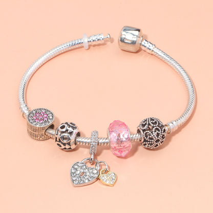 Rose Gold Petal Zircon Bracelet(20cm)