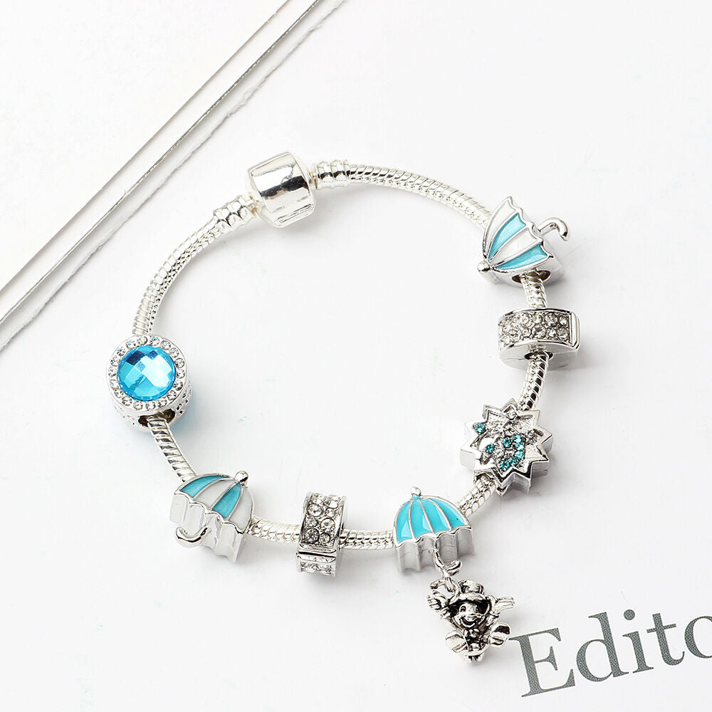 Anime Character Colorful Umbrella Alloy Charm Bracelet with Rhinestones(20cm)