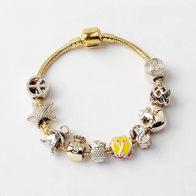 Golden Tropical Marine Life Anchor Money Bag Dollar Bead Bracelet(18cm)