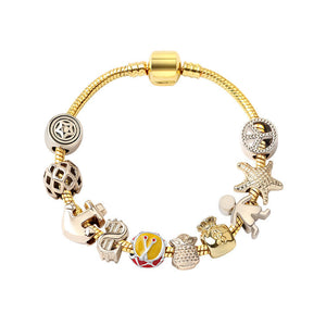 Golden Tropical Marine Life Anchor Money Bag Dollar Bead Bracelet(20cm)