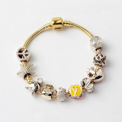 Golden Tropical Marine Life Anchor Money Bag Dollar Bead Bracelet(20cm)